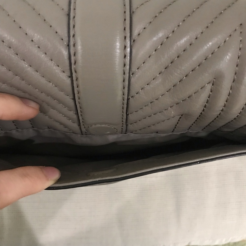 Rebecca Minkoff Geo Love Medium Chevron Crossbody Bag Gray/Taupe/Mushroom - Picture 9 of 14